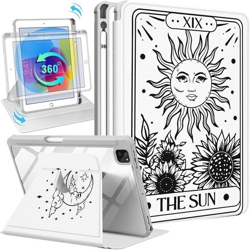 for iPad Pro 12.9 Case Folio Cover with Pencil Holder Women Girls Cute Flower Butterfly Teens Girly Pretty Floral Kawaii Rotating Stand for Apple iPad Pro 12.9 Inch Cases 2022/2021/2020/2018 in Saudi Arabia