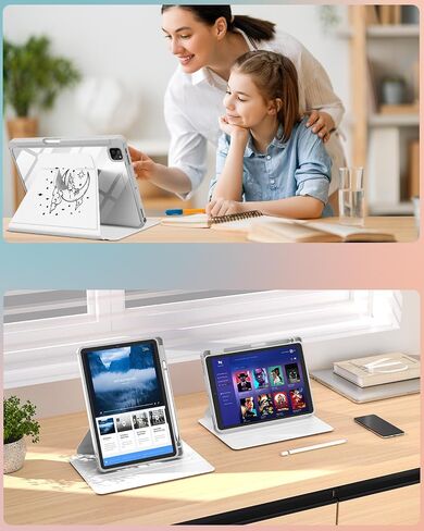 for iPad Pro 12.9 Case Folio Cover with Pencil Holder Women Girls Cute Flower Butterfly Teens Girly Pretty Floral Kawaii Rotating Stand for Apple iPad Pro 12.9 Inch Cases 2022/2021/2020/2018 in Saudi Arabia