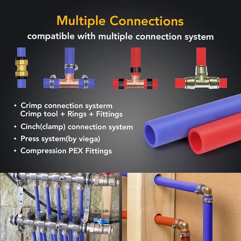 Towallmark Pex Tubing,1000FT 1/2" Flexible Pex Hose Non Oxygen Barrier Pex A Tube Pipe Coil 80-160psi Pex Water Line Blue Pex Piping for Hot & Cold Water Plumbing Open Loop Radiant Floor Heating Syste in Saudi Arabia