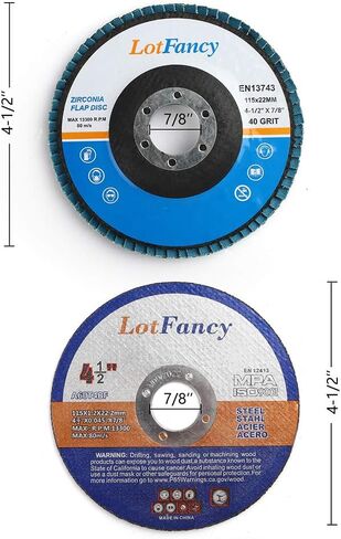 LotFancy Flap Disc 4-1/2 and Cut Off Wheels Set for Angle Grinders, 14PCS - 40 60 80 120 Grit Assorted Sanding Disc Grinding Wheels, Metal Cutting Wheels Tools, Type #27 in Saudi Arabia