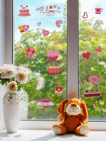 Kalolary 194PCS Valentine's Day Window Stickers Removable Heart Window Clings DIY Heart Stickers Self-Adhesive Heart Decal for Home, Office - Valentines Party, Wedding, Anniversary Decorations in Saudi Arabia
