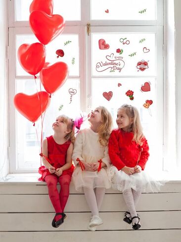 Kalolary 194PCS Valentine's Day Window Stickers Removable Heart Window Clings DIY Heart Stickers Self-Adhesive Heart Decal for Home, Office - Valentines Party, Wedding, Anniversary Decorations in Saudi Arabia