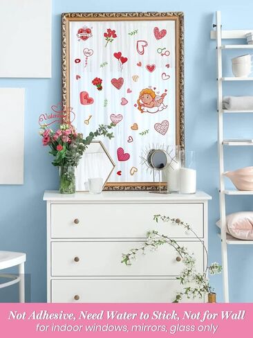 Kalolary 194PCS Valentine's Day Window Stickers Removable Heart Window Clings DIY Heart Stickers Self-Adhesive Heart Decal for Home, Office - Valentines Party, Wedding, Anniversary Decorations in Saudi Arabia