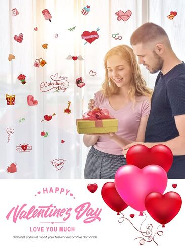 Kalolary 194PCS Valentine's Day Window Stickers Removable Heart Window Clings DIY Heart Stickers Self-Adhesive Heart Decal for Home, Office - Valentines Party, Wedding, Anniversary Decorations in Saudi Arabia