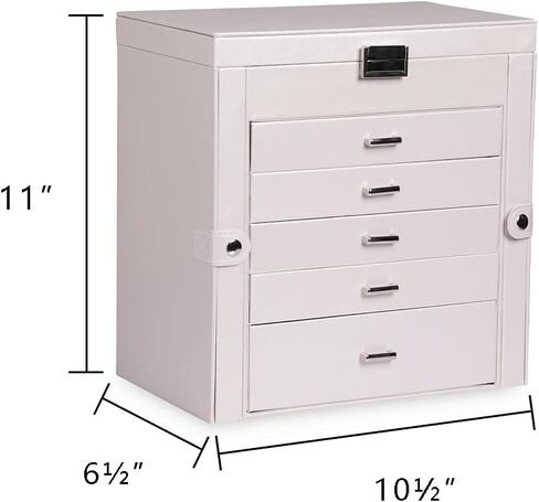 Frebeauty Large Jewelry Box Bundle:Multi-functional Storage Case with 5 Drawers for Earrings Necklace Bracelets Watches and Sunglasses for Women Girls (Purple White) in Kuwait