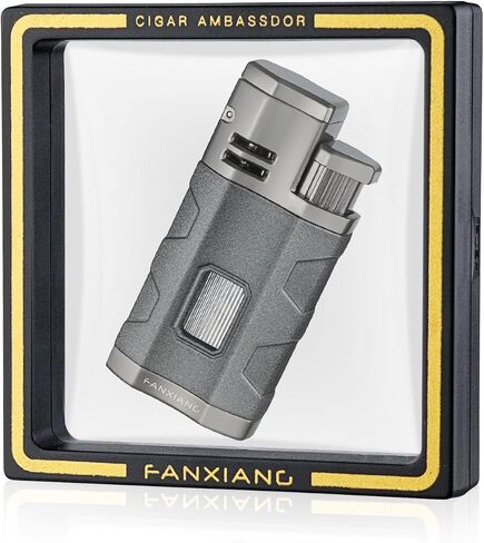 Cigar Torch Lighter, 3-Jet, Windproof, with Cigar Punch (Gray) in Kuwait