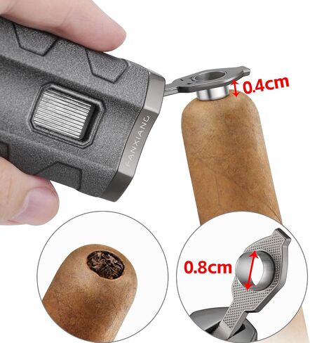 Cigar Torch Lighter, 3-Jet, Windproof, with Cigar Punch (Gray) in Kuwait