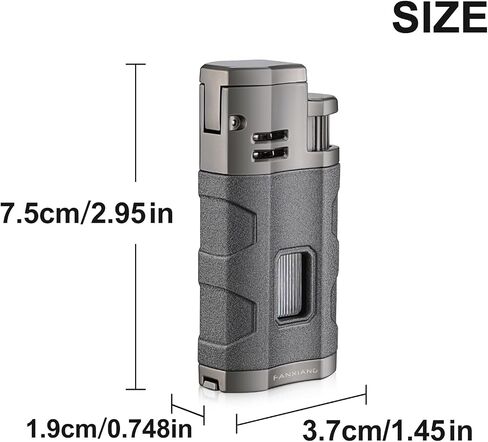Cigar Torch Lighter, 3-Jet, Windproof, with Cigar Punch (Gray) in Kuwait