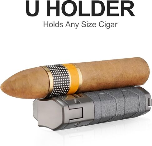 Cigar Torch Lighter, 3-Jet, Windproof, with Cigar Punch (Gray) in Kuwait