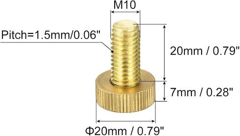 uxcell Knurled Thumb Screws, M3x6mm Flat Brass Bolts Grip Knobs Fasteners for PC, Electronic, Mechanical 2Pcs in Saudi Arabia