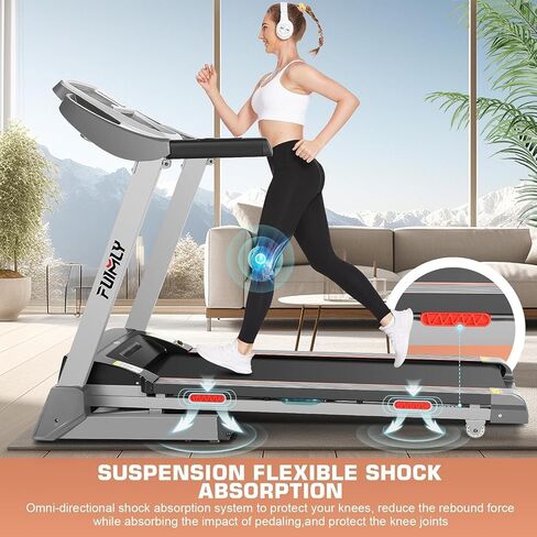 FUNMILY Treadmill with Auto Incline,Foldable Treadmills for Home 300 lbs Capacity,Heavy Duty Folding Treadmill,Portable Walking Pad Running Machine with Shock Absorbent,Built-in Speaker,LCD Display in Saudi Arabia