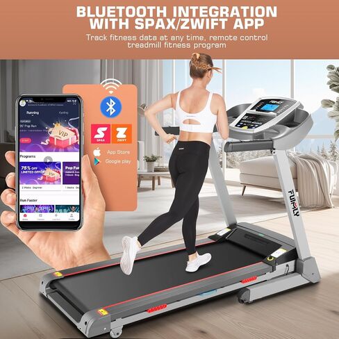 FUNMILY Treadmill with Auto Incline,Foldable Treadmills for Home 300 lbs Capacity,Heavy Duty Folding Treadmill,Portable Walking Pad Running Machine with Shock Absorbent,Built-in Speaker,LCD Display in Saudi Arabia