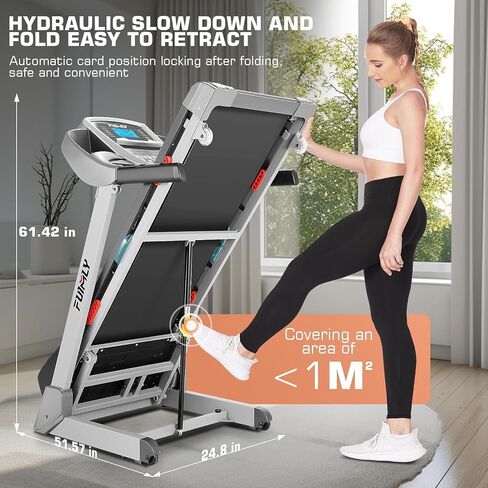 FUNMILY Treadmill with Auto Incline,Foldable Treadmills for Home 300 lbs Capacity,Heavy Duty Folding Treadmill,Portable Walking Pad Running Machine with Shock Absorbent,Built-in Speaker,LCD Display in Saudi Arabia
