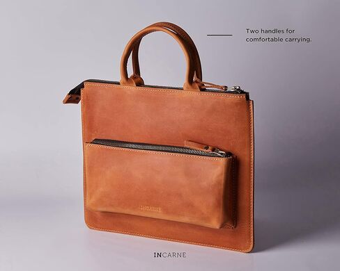 Leather Computer Bag/MacBook Pro 13 inch Bag - Fits MacBook Air & Pro 13" M1 A2337/A2338, M2 A2681, M3 A3113, Cognac in Kuwait