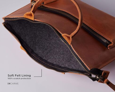 Leather Computer Bag/MacBook Pro 13 inch Bag - Fits MacBook Air & Pro 13" M1 A2337/A2338, M2 A2681, M3 A3113, Cognac in Kuwait