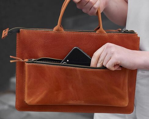 Leather Computer Bag/MacBook Pro 13 inch Bag - Fits MacBook Air & Pro 13" M1 A2337/A2338, M2 A2681, M3 A3113, Cognac in Kuwait