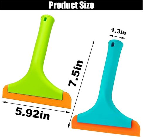Car Flexible Silicone Squeegee, 5.9" Blade and 7.5" Long Handle Scraper, Auto Water Blade, Water Wiper for Car Window Windshield Mirror Bathroom Glass Door, Window Cleaning (Black+Orange) in Saudi Arabia
