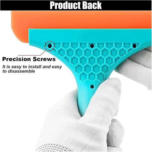Car Flexible Silicone Squeegee, 5.9" Blade and 7.5" Long Handle Scraper, Auto Water Blade, Water Wiper for Car Window Windshield Mirror Bathroom Glass Door, Window Cleaning (Black+Orange) in Saudi Arabia