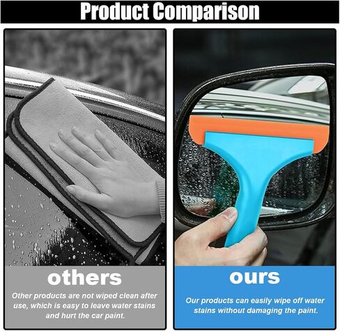 Car Flexible Silicone Squeegee, 5.9" Blade and 7.5" Long Handle Scraper, Auto Water Blade, Water Wiper for Car Window Windshield Mirror Bathroom Glass Door, Window Cleaning (Black+Orange) in Saudi Arabia