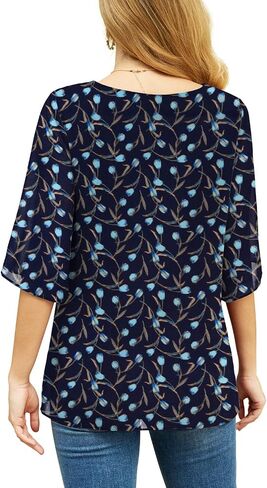 Feiersi Womens Casual Scoop Neck Blouses 3/4 Sleeve Chiffon Dressy Blouse Tops Shirts in Kuwait