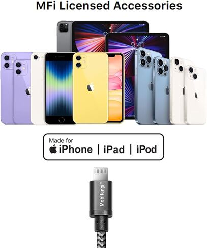 USB to Apple Lightning Cable for iPhone,MFi Certified,Soft Durable Nylon Braided,iPhone Charging Cable for Apple iPhone 14/13/12/11/X/XR/XS/8/7/6 iPod iPad Series,1.5m&1m,2Pack in Saudi Arabia