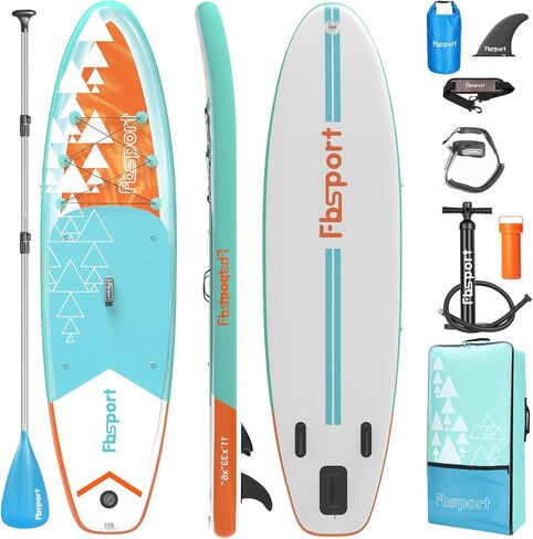 FBSPORT 11' Premium Stand Up Paddle Board, Yoga Board with SUP Accessories & Carry Bag | Wide Stance, Surf Control, Non-Slip Deck, Leash, Paddle and Pump for Youth & Adult in Saudi Arabia