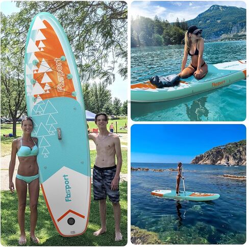 FBSPORT 11' Premium Stand Up Paddle Board, Yoga Board with SUP Accessories & Carry Bag | Wide Stance, Surf Control, Non-Slip Deck, Leash, Paddle and Pump for Youth & Adult in Saudi Arabia