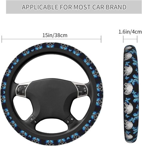 Delerain Hibiscus Flowers Steering Wheel Covers, Anti Slip Elasticity Car Accessories Steering Wheel Protector Universal 15 Inch for Women Man in Kuwait