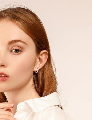 أقراط هوب من الفضة الإسترليني عيار 925، حلق هوجي مستدير من مجوهرات جوهرة الميلاد للنساء in Kuwait