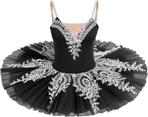 IBAKOM Swan Lake Dance Costume for Women Floral Lace Platter Tutu Ballet Leotard Pancake Skirt Ballerina Dance Dress in Saudi Arabia