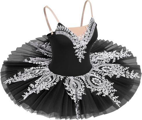 IBAKOM Swan Lake Dance Costume for Women Floral Lace Platter Tutu Ballet Leotard Pancake Skirt Ballerina Dance Dress in Saudi Arabia