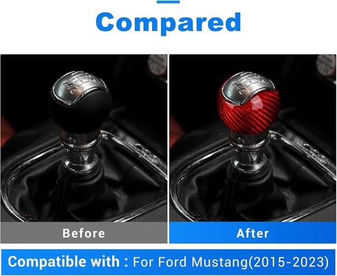 AIRSPEED Car Gear Shift Knob Cover Interior Accessories Sticker for Ford Mustang 2015-2022 Automatic, Carbon Fiber in Saudi Arabia