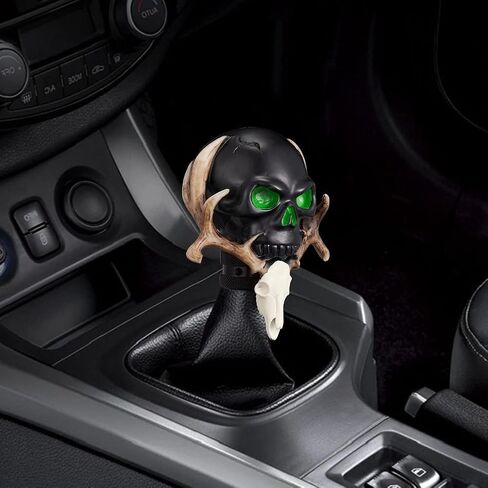Shift Knob Automatic Skull Shape Universal Gear Knob Replacement with 3 Adapter White in Saudi Arabia