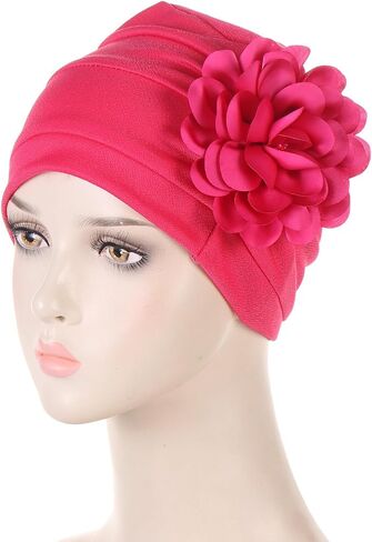 2 Pieces Womens Turban Three Flower Plicate Caps Vintage Beanie Headscarf Bonnet Elastic Headwrap Hat in Saudi Arabia