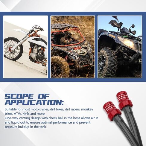 2PCS Gas Fuel Cap Air Vent Hose, Universal CNC Tank Valve Vent Tube with Chekc Ball, Aluminum Breather Valve Fits for 50cc 110cc 70cc 125cc ATV Motorcycle Dirt Pit Quad Bike Motocross in Saudi Arabia