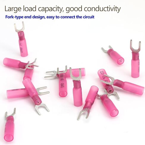 100PCS 16-14 AWG Fork Connector, 10 Blue Heat Shrink Fork Terminals Waterproof and Insulated Electrical Crimp Connectors for Boat Truck Stereo in Saudi Arabia