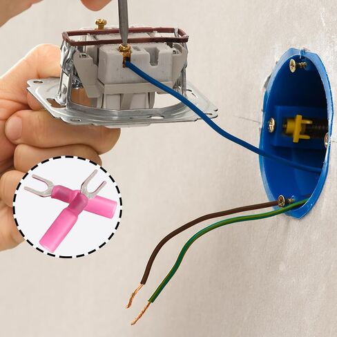 100PCS 16-14 AWG Fork Connector, 10 Blue Heat Shrink Fork Terminals Waterproof and Insulated Electrical Crimp Connectors for Boat Truck Stereo in Saudi Arabia