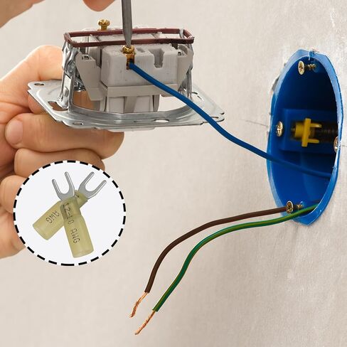 100 قطعة موصل شوكة 16-14 AWG، 10 أطراف شوكة زرقاء مقاومة للماء ومعزولة موصلات كهربائية مجعدة لشاحنة القوارب ستيريو in Saudi Arabia