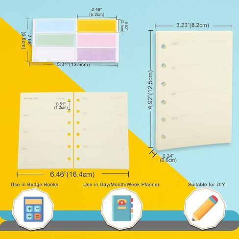 A7 Planner Refill,4 Pcs per Set, Dot Mattrix Paper, with Label Stickers Gift,Mini Binder Refills for 6 Ring Mini Planners,6 hole/100gsm Thick Paper/4.84 x 3.23'', Harphia in Saudi Arabia