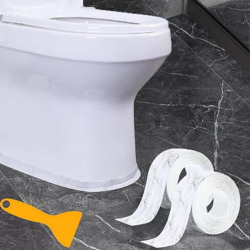 Caulk Tape, 2 Roll Waterproof Toilet Caulk Strip, Toilet Sealer Around Toilet Base, White Caulk Tape Waterproof Self Adhesive for Bathroom Shower Bathtub Floor Wall Edge Protector (1.5" x 10.5Ft) in Saudi Arabia