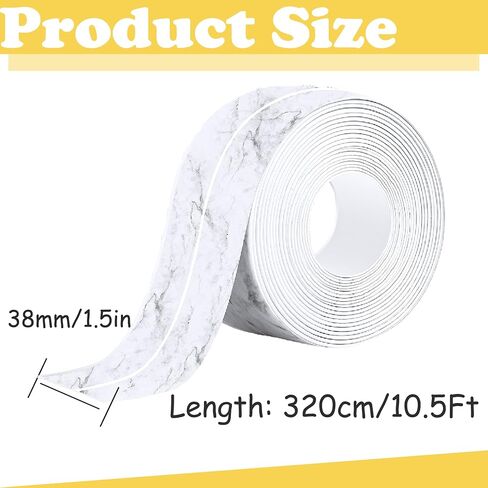 Caulk Tape, 2 Roll Waterproof Toilet Caulk Strip, Toilet Sealer Around Toilet Base, White Caulk Tape Waterproof Self Adhesive for Bathroom Shower Bathtub Floor Wall Edge Protector (1.5" x 10.5Ft) in Saudi Arabia