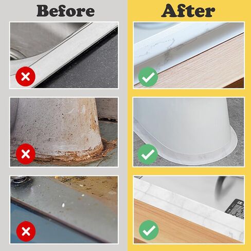Caulk Tape, 2 Roll Waterproof Toilet Caulk Strip, Toilet Sealer Around Toilet Base, White Caulk Tape Waterproof Self Adhesive for Bathroom Shower Bathtub Floor Wall Edge Protector (1.5" x 10.5Ft) in Saudi Arabia