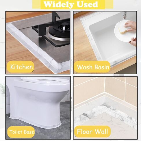 Caulk Tape, 2 Roll Waterproof Toilet Caulk Strip, Toilet Sealer Around Toilet Base, White Caulk Tape Waterproof Self Adhesive for Bathroom Shower Bathtub Floor Wall Edge Protector (1.5" x 10.5Ft) in Saudi Arabia