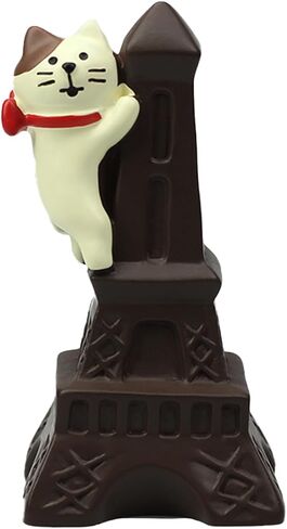 Cute Miniature Cat Figurine Resting on Chocolate Resin Mini Cat Figures, Kitten Miniature Desk Accessories - Perfect Cute Cat Gift for Cat Lovers in Saudi Arabia