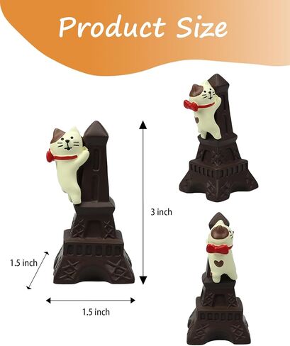Cute Miniature Cat Figurine Resting on Chocolate Resin Mini Cat Figures, Kitten Miniature Desk Accessories - Perfect Cute Cat Gift for Cat Lovers in Saudi Arabia