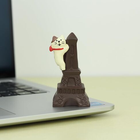 Cute Miniature Cat Figurine Resting on Chocolate Resin Mini Cat Figures, Kitten Miniature Desk Accessories - Perfect Cute Cat Gift for Cat Lovers in Saudi Arabia