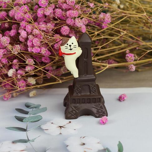 Cute Miniature Cat Figurine Resting on Chocolate Resin Mini Cat Figures, Kitten Miniature Desk Accessories - Perfect Cute Cat Gift for Cat Lovers in Saudi Arabia