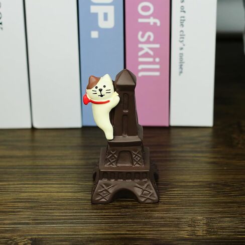 Cute Miniature Cat Figurine Resting on Chocolate Resin Mini Cat Figures, Kitten Miniature Desk Accessories - Perfect Cute Cat Gift for Cat Lovers in Saudi Arabia