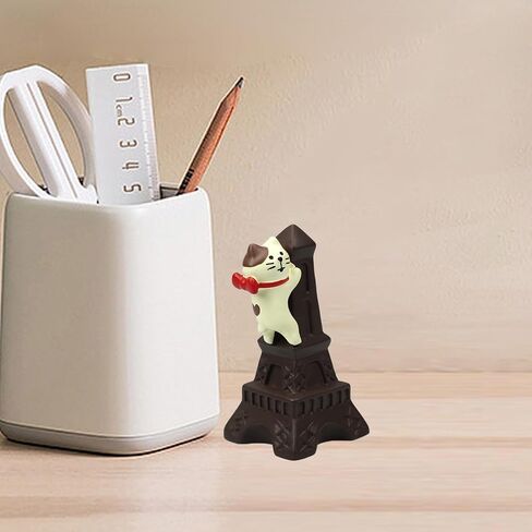 Cute Miniature Cat Figurine Resting on Chocolate Resin Mini Cat Figures, Kitten Miniature Desk Accessories - Perfect Cute Cat Gift for Cat Lovers in Saudi Arabia