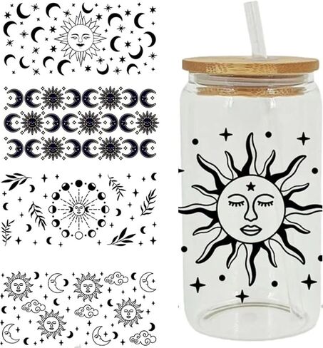 UV Dtf Cup Wrap, Transfer Stickers for Glass Cups, 5 Sheets Butterfly Rub on Transfers, Waterproof Sticker for 16OZ Libbey Cups Furniture Craft Wood DIY Crafts Vintage (Butterfly) in Saudi Arabia